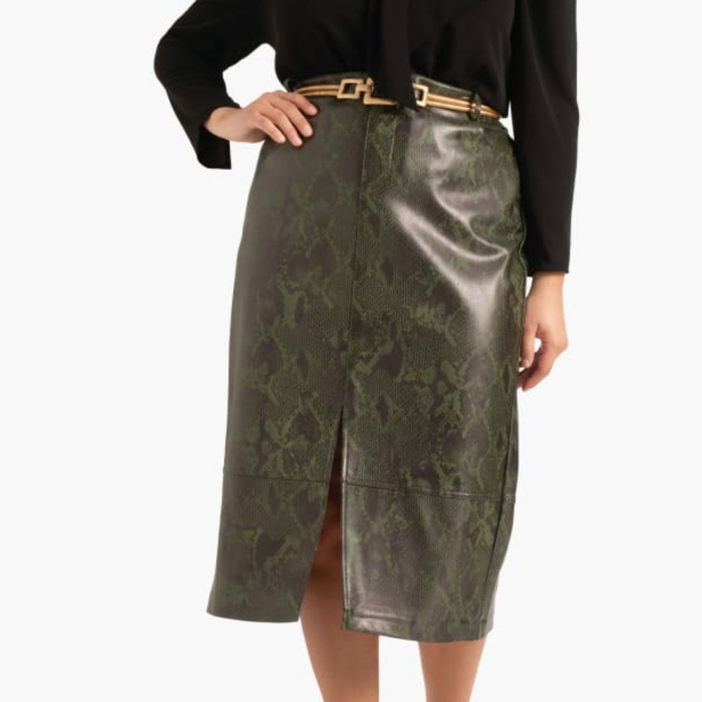 NWT Eloquii Snakeskin Leather Midi Skirt Plus Size 20